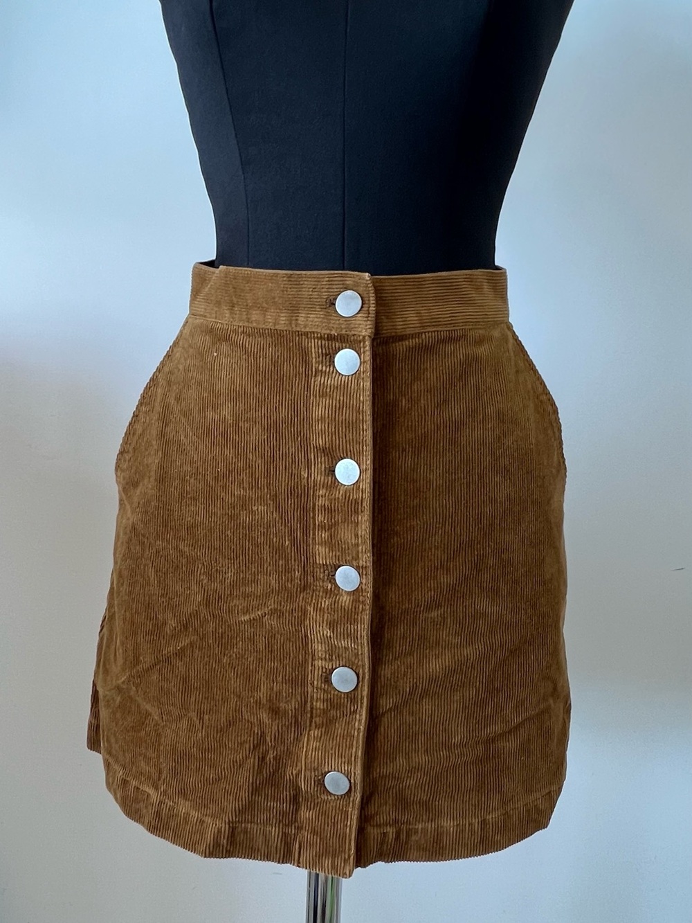 Uniqlo Brown Button-Front Corduroy Mini Skirt